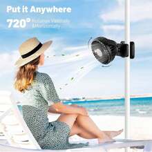 Tragbarer, wiederaufladbarer 720 °-Ventilator mit LED-Lichtern, kleiner Schreibtischventilator, klein, kraftvoll, 3 Geschwindigkeiten, leise, USB-aufladebarer Mini-Kühlventilan für Schreibtischtisch, Zuhause, Büro, Kinderwagen, Camping, Frauengeschenke