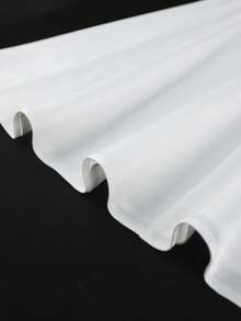 加大码丝滑缎面蝴蝶结高领波尔卡圆点网眼心形拼接缎面 A 字裙，全白派对装女士 - 白色 - 查看 6