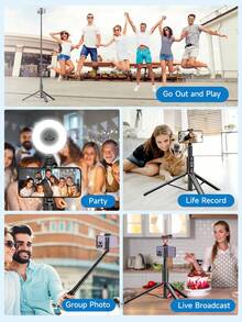 TOKQI 超长 183 厘米/72 英寸三脚架自拍杆稳定可伸缩铝合金三脚架带无线遥控器适用于全身摄影大型拍摄视频兼容各种设备型号