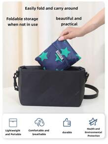 1pc Multifunctional Foldable Shopping Bag, 50*38cm, Reusable Portable Shopping Bag, 2025 Best Selling New Model, Supermarket Tote Bag, Wide Strap, Non-Chafing, Waterproof Handbag, Made Of Durable Polyester, Healthy & , Practical & Stylish