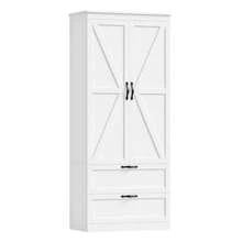 Armário de cozinha, buffet de cozinha com 2 portas e 2 gavetas, armário de buffet, armário de despensa, cozinha com prateleira ajustável, armário alto, armário multiuso, branco - Branco - Ver 6