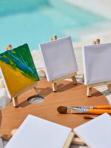 Cirelle 10 Packs Mini Canvas And Easel Set Mini Canvas Panels Mini Wood Easels, Canvas Size Is 4"" X 4""; Easel Size Is 3.1"" X 5.9"" For Kids Painting, Oil Painting And Diy Doodle, Christmas Gift Back To School,Back To School,School Supplies - Multicolor - View 10