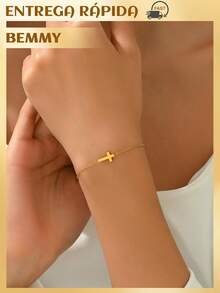 BEMMY 1 Piece Simple Cross Bracelet, Can Be Worn On Hands And Feet, Suitable For Women And Men For Daily And Party Wear - 金色 - 查看 6