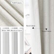 Beige Linen% Blackout Curtains 84 Inch Long, Rod Pocket/Back Tab/Hook Belt/Clip Rings, Thermal Insulated Drapes Bedroom Living Room With Hooks (1 Panel, 60 X 84), Stylish Window Treatments - Caramel Brown - View 6