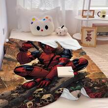 1pc Deadpool & Wolverine Cartoon Pattern Super Soft Flannel Multi-Season Lightweight Nap Blanket Soft And Warm As An Extra Warm Layer Under Your Sheets Or Quilt Comfortable And Breathable Machine Washable - As Shown - View 6