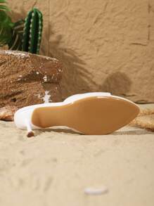 On feet& in love Women's Fashion Elegant Strap Open Toe Slip-On Sandals, Thin High Heel, Suitable For Dress Matching - White - View 8