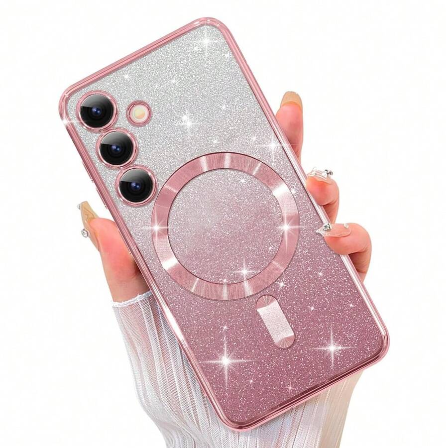 磁吸式渐变亮面电镀软TPU手机壳，兼容三星Galaxy S26 Ultra S25FE A17 A56 A36 A55 A15 A36 A26 A16，以及 17 17e 16 15 14 13 12 11，全方位保护摄像头，适用于A系列和S系列手机，国际版，非国内版。 - 粉色 - 查看 1