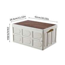1 White Foldable Storage Box, A Collapsible Camping Crate With A Wooden Lid, Suitable For Indoor Storage Of Toys And Snacks; A Portable Storage Container, Applicable To Outdoor Barbecues, Picnics, Fishing Trips, As Well As Home Garage Organization.