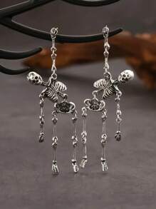1 Pair Retro Gothic Halloween Skull Earrings Punk Street Fashion Jewelry