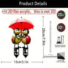 2D Ladybug Garden Stake | Outdoor Wedding Decor - Lawn Ornament, Bridal Shower Planter Sculpture, Red & Black Cartoon, All-Weather, No Electricity Required, European Garden Wedding Season Limited Edition