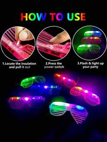 24 نظارة LED (طول النظارة 16.5 سم/6.5 بوصة ، عرض 5.4 سم/2.2 بوصة) ، إمدادات حفلات مضيئة 5 ألوان 3 أوضاع إضاءة ثابتة وومضانة وسريعة الومضان ، نظارات مضيئة ألعاب إمدادات حفلات مناسبة للبالغين ، النظارات المضيئة مناسبة للغاية للمهرجانات وأعياد الميلاد وأعياد الفصح والحفلات وعصي الإضاءة والنظارات الشمسية والزفاف والأدوار والميلاد والنوادي الليلية (الألوان المرسلة عشوائية)