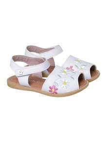coffee with milk children's shoes Avarca Women's Children's White Embroidered Flower Sandal - Coffee With Milk - 白色 - 查看 2