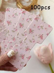 20/50/100pcs Flower Jewelry Display Cards Pink Yellow Floral Necklace Display Card Packaging Bracelet Making Kit Jewelry Organiser Retail Store Labels For Small Business Supplies