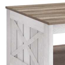 BALCONERA  Farmhouse Grey Wash Square Coffee Table – Modern Rustic Wood Living Room Table With Half-Open Storage Compartment - Grey - View 7