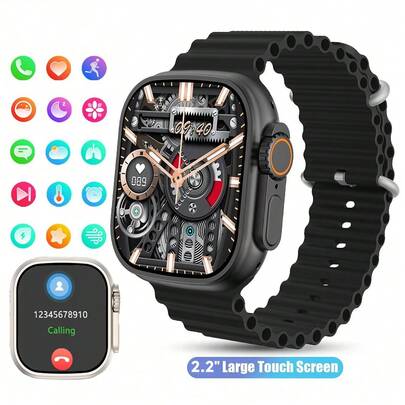 Microwear ساعة ذكية أولترا 3، يمكن استخدامها من قبل الجنسين، تدعم المكالمات والدردشة الصوتية عبر البلوتوث، شاشة AMOLED مقاس 2.2 بوصة، مزودة بعداد الخطوات وقياس ضغط الدم ومراقب معدل ضربات القلب ومراقب النوم، متوافقة مع هواتف أندرويد وآي أو إس، ساعة رياضية مقاومة للماء بمعيار IP68