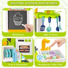Kids Play Kitchen Set Pretend Cooking Toy With Accessories  Educational Kitchen Playset - Green - View 6