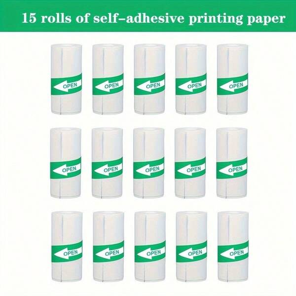 5 rollos de papel autoadhesivo, adecuado para impresoras portátiles mini, impresión sin tinta, adecuado para fotografía, notas, etiquetas de alimentos, estudio, manualidades, para útiles escolares, de vuelta a la escuela