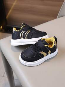1 Pair Spring/Autumn New Kids Sports Shoes, Lightweight Girls Casual Sneakers, Soft Sole Toddler Shoes - Black - View 3
