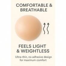 QY Grippy Not Sticky Nipple Covers For Women Cakes Reusable NonAdhesive Nipple Pasties For Women Silicone Strapless Bra 8380 - Caramel - 查看 5
