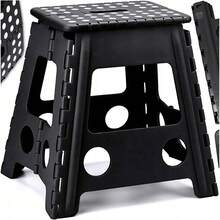 FOLDING STOOL CHAIR ANTI-SLIP STEP BLACK LADDER. Folding Step Stool - Large Size Kitchen Folding Step Stool For Adults Space Saving Folding Stool, Heavy Duty Foldable Stool-Black Kitchen/Bathroom/Camping. FISHING STOOL, FISHING CHAIR. - Black - View 10