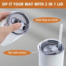 25 Pack 20oz Sublimation Tumbler White Blank Stainless Steel Insulated Mug With Lid And Straw - trắng - Xem 5