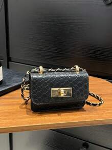 1 Stück vielseitiger, stilvoller, retromodischer Umhängetasche, kleine quadratische Tasche, Mini-Tasche, Modekette, Schultertasche, Umhängetasche, beliebte neue hochwertige Textur, Strass-Kette, Lippenstift-Schulter-Umhängetasche, Mini-Dopamin-Stil, einfarbige Handtasche, Umhängetasche