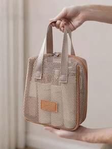 便携式透明网袋，沙滩包，旅行洗漱包，收纳袋，泳衣包，游泳沙滩旅行洗漱包，化妆包，化妆品收纳包，手提包，度假包，夏季度假必备，旅行必备，旅行配件，返校季，圣诞礼物，女士礼物，旅行必备，抽绳游泳洗漱包，旅行收纳桶袋 - 彩色 - 查看 8