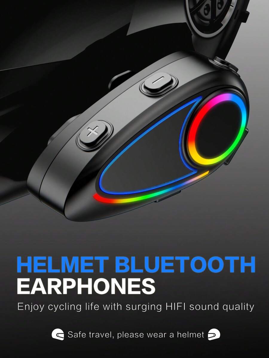 具有 HiFi 音质的摩托车头盔耳机，具有自动响应和 CVC 降噪功能，带麦克风的头盔扬声器，适用于摩托车滑雪、攀岩和高尔夫球手，IPX65 防水，配备语音助手 - 彩色 - 查看 1