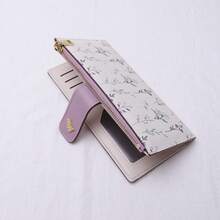 Suphiar Floral Pattern Zip-Up Long Wallet Foldable For Women Wallet Purse Wallet - Purple - View 4