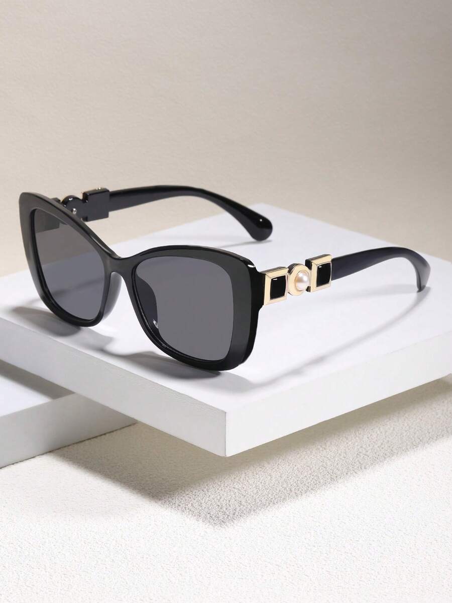 1 副仿珍珠亚克力猫眼时尚眼镜猫眼形墨镜