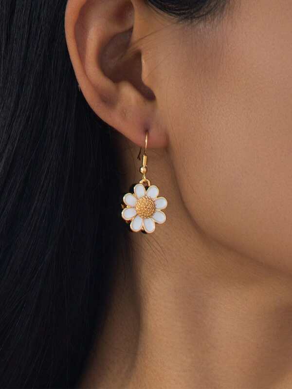 1 Pair Handmade Cute Sweet Daisy Floral Drop Earrings For Women, Summer