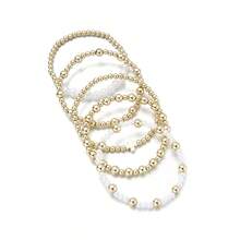 5 Pcs Women's Bracelets Fashionable Personality Style Cross Pearl CCB Beaded Elastic - XY-1394 - Xem 6