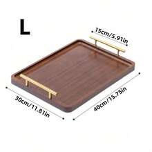 1pc Wooden Rectangular Serving Tray With Handle, Multi-Functional Kitchen Decor Tray, Suitable For Festivals And Meals - Multicolor - View 8