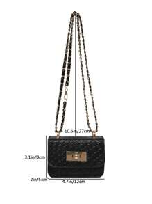 1 Stück vielseitiger, stilvoller, retromodischer Umhängetasche, kleine quadratische Tasche, Mini-Tasche, Modekette, Schultertasche, Umhängetasche, beliebte neue hochwertige Textur, Strass-Kette, Lippenstift-Schulter-Umhängetasche, Mini-Dopamin-Stil, einfarbige Handtasche, Umhängetasche