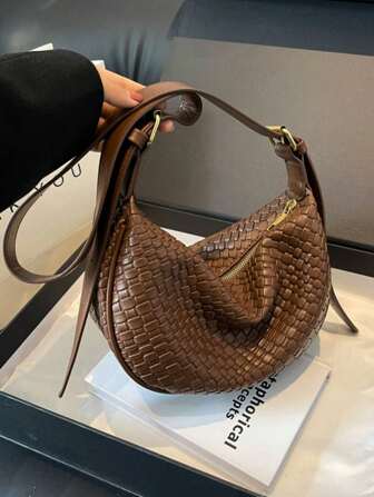 Bolso de hombro de mujer de moda, unicolor de piel de PU minimalista, adecuado para citas, compras, versátil y elegante