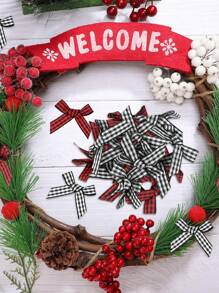 20 pezzi Confezione regalo di fiocchi natalizi - Fiocchi in tessuto scozzese classico rosso e nero, decorazioni natalizie senza batteria per Natale, Capodanno, decorazioni festive invernali, fiocchi per albero di Natale, accessori per la casa stagionali, pezzi decorativi realizzati, decorazioni natalizie, decorazioni per la casa, decorazioni natalizie, decorazioni per la stanza