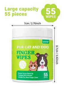 GJYC PET Toallitas limpiadoras de dientes para perros de gran capacidad - Paquete de 55 piezas para perros y gatos | Preempapadas para un uso fácil, refresca el aliento, cuidado oral conveniente, sin necesidad de cepillado