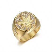 1pc Leaf Design Ring, Unique Style Hip Hop Ring For Men, Business & Casual Wear