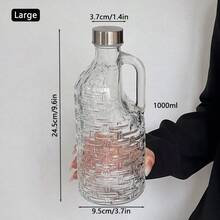 1L Botella de vidrio sellada, jarra de vidrio, botella de licor portátil con asa y tapa de acero inoxidable, botella de agua de gran capacidad, taza, copa de vino, botella de jugo, botella de vino, copa de champán, botella de almacenamiento de licuadora de leche