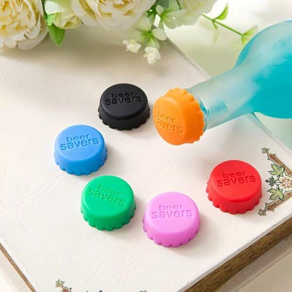 6/12pcs Reusable Silicone Bottle Caps, Sealing Beer Caps, Kitchen Vinegar & Soy Sauce Bottles, Soda & Wine Preservation Covers, Practical Colorful Reusable Wine Stoppers, Suitable For Wine, Beer, Beverage Bottles, Food Storage