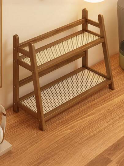 1 Stück Arbeitsplatten Küchenregal, Gewürzregal, doppelstöckiges Arbeitsflächen Aufbewahrungsregal, geeignet für Büro, Küche, Tassenvitrine