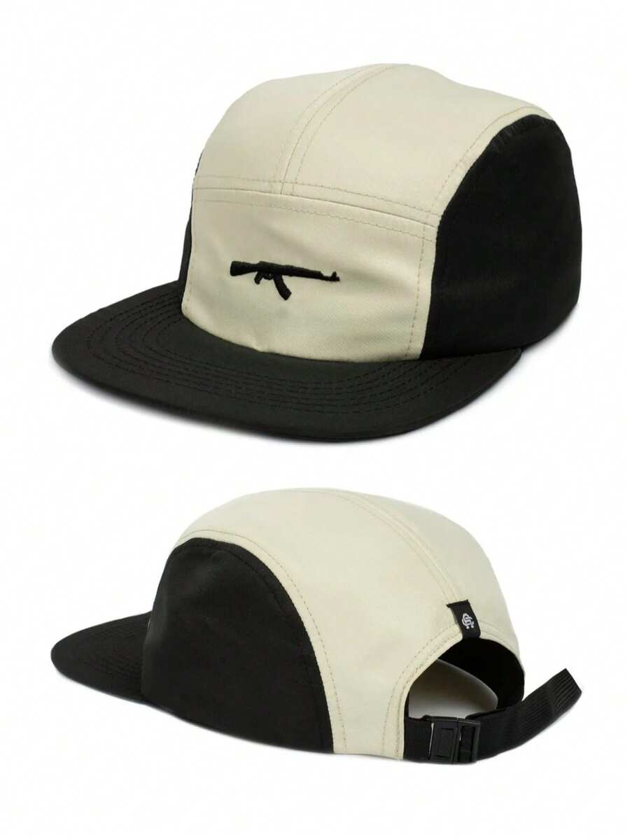 Five 5 Panel Anth Co Original Cap - Ak47 Black And Beige: Streetwear Straight Brim Adjustable Lightweight Maximum Comfort High Quality - 黑色 - 查看 1