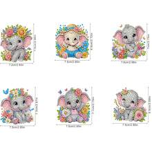 6 piezas Imanes de nevera con arte de diamantes, decoración de pintura de diamante de elefante lindo Kit de imanes de arte DIY para manualidades, regalos, nevera, buzón de correo