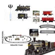 一套复古火车套装，耐用蒸汽机车，复古电动火车，带逼真音效和灯光，圣诞火车玩具礼物 - 彩色 - 查看 12