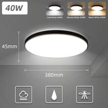 Remote Control Ceiling Light, Dimmable Smart Ceiling Lamp, Indoor Lighting, Large Ceiling Light, 30W/40W/50W LED Ceiling Light, 220V Remote Control Lamp, Suitable For Bedroom/Living Room/Kitchen/Hallway/Study/Balcony/Closet/Corridor/Entrance/Room/Stairs/Villa/Apartment, Choose The Appropriate Size Based On Usage Needs - Ceiling Light Three Colors Switchable - View 20