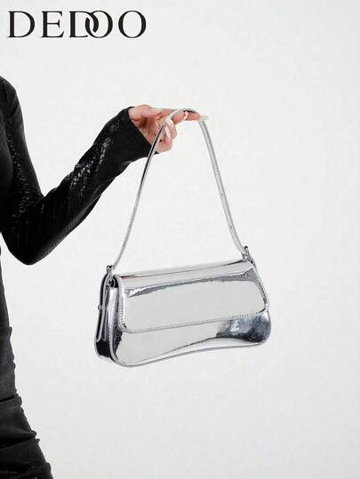 Dedoo Väska Handväska 2025 Ny enfärgad PU-material Textur Lyxstil Detta är en enfärgad ljus kvällsväska, med en fashionabel och unik design med kort båge, utrustad med västspänne, lämplig för damer att axla och slänga, 2024 koreanskt mode, är den bästa alla hjärtans dag-presenten till henne, resor, resor, shopping och andra tillfällen.