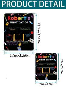 Letrero personalizado del primer día de clases Nombre personalizado Accesorios para fotos Pizarra reutilizable estilo pizarra para recuerdo de la primera clase de niñas Plantilla de relleno colorida para fotografía del hito escolar Preescolar, Jardín de infantes, Escuela primaria, Sesión de fotos del primer día de clases, Letrero de pizarra, Letrero de vuelta a clases - Multicolor - Ver 4