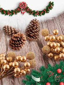 باقة زهور اصطناعية من الرغوة والترتر، توت بري ذهبي اصطناعي، سيقان توت ذهبي اصطناعي مزخرفة بالترتر لتزيين شجرة عيد الميلاد وديكور السنة الجديدة والهدايا والأعمال اليدوية، قلب زهري من الرغوة مع توت ذهبي اصطناعي مزخرف بالترتر لتزيين شجرة عيد الميلاد والأكاليل والحفلات والتصوير الفوتوغرافي، مناسب لتزيين عيد الميلاد والزفاف والحفلات وشجرة عيد الميلاد والأكاليل DIY