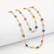 2pcs Fashionable Stainless Steel Colorful Shiny Heart Necklace & Bracelet Set, Suitable For Daily Wear