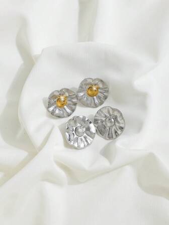 1 Pair Women's Minimalist Ruffle Earrings, Suitable For Daily Wear And Vacation, All-Season Jewelry Accessory, Exquisite Craftsmanship